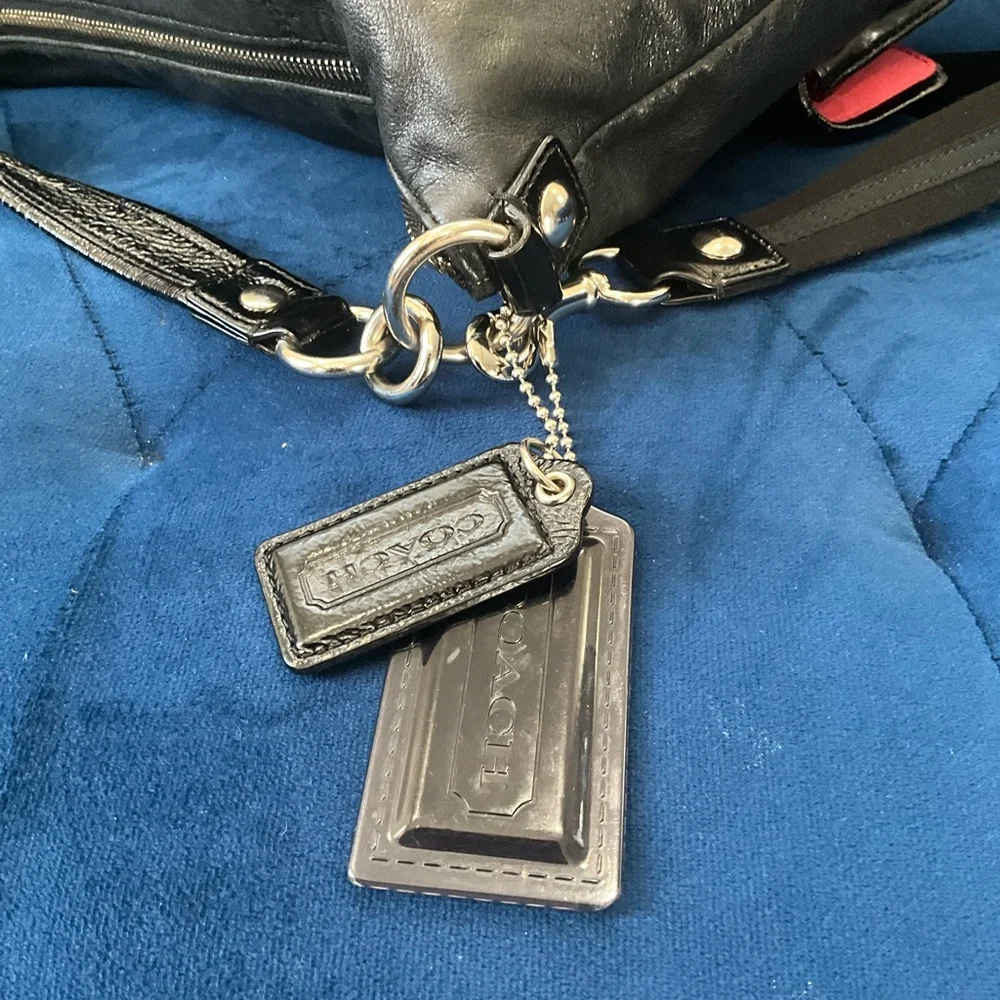 COACH 14561 POPPY BLACK LEATHER & PATENT LEATHER CROSSBODY HANDBAG